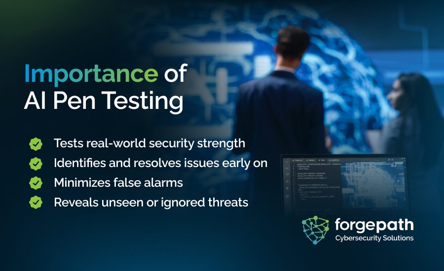 An infographic outlining the key benefits of AI pen testing
